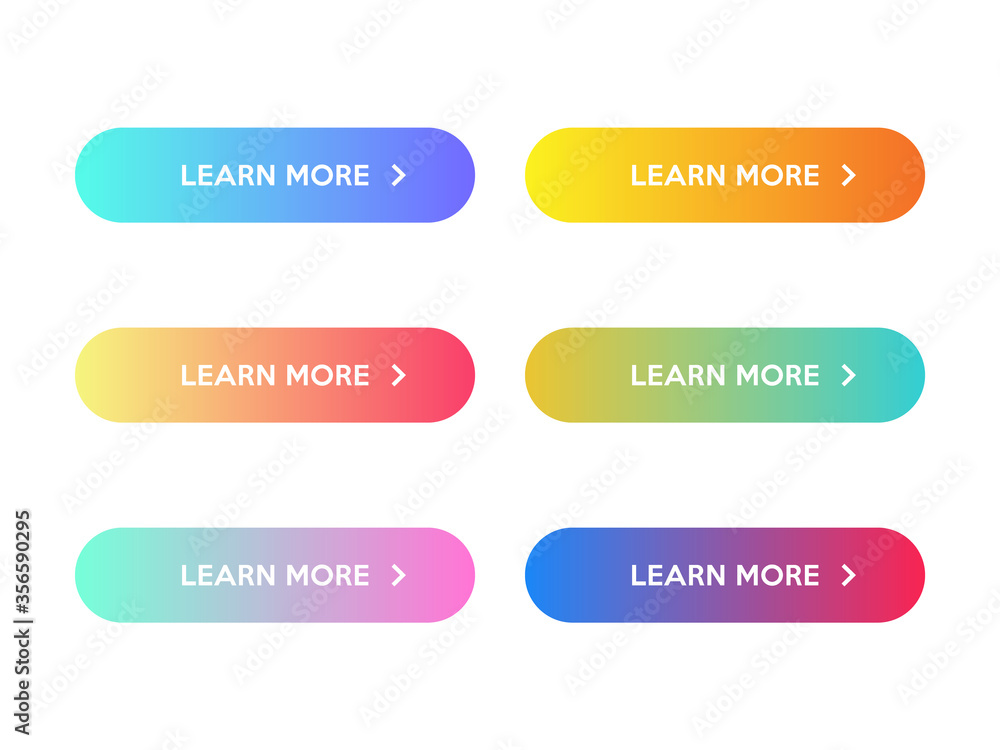 Set of Modern Learn More Buttons With Gradient Set of Modern Learn More Buttons With Gradient