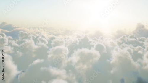 Flight over the clouds. 3d rendering.