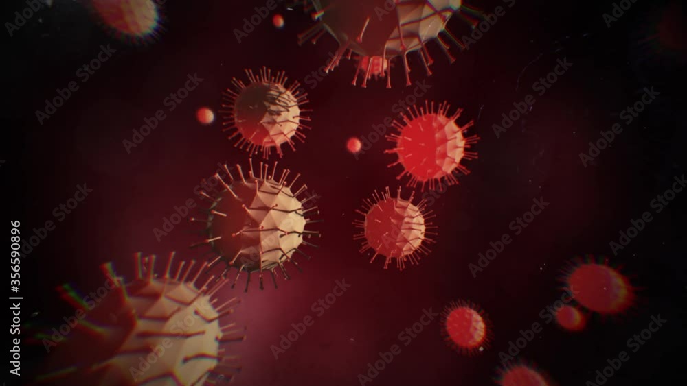 Infected virus inside the blood. Coronavirus 3D render Infected virus inside the blood. Coronavirus 3D render