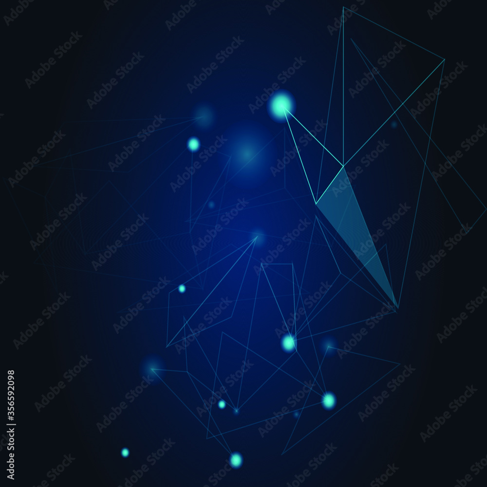 Abstract polygonal space low poly dark background with connecting dots and lines. Connection structure. Science, 5G, wireless concept. Futuristic polygonal background. Triangular. Wallpaper. Business