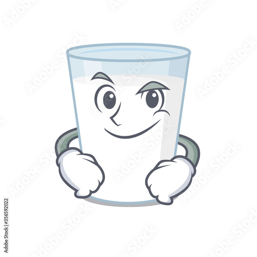 A cute arrogant caricature design of glass of milk having confident gesture
