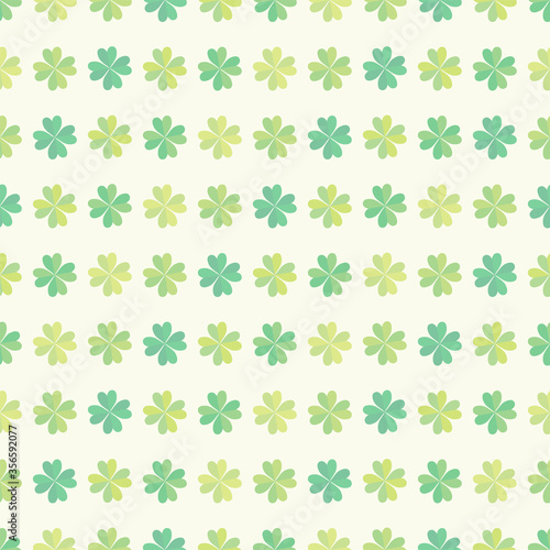 幸運のシンボル四つ葉のクローバーのイラストで構成されたシームレス背景｜St. Patrick's Day
