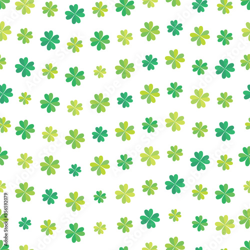 幸運のシンボル四つ葉のクローバーのイラストで構成されたシームレス背景｜St. Patrick's Day