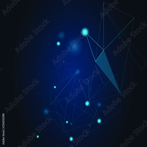 Abstract polygonal space low poly dark background with connecting dots and lines. Connection structure. Science, 5G, wireless concept. Futuristic polygonal background. Triangular. Wallpaper. Business