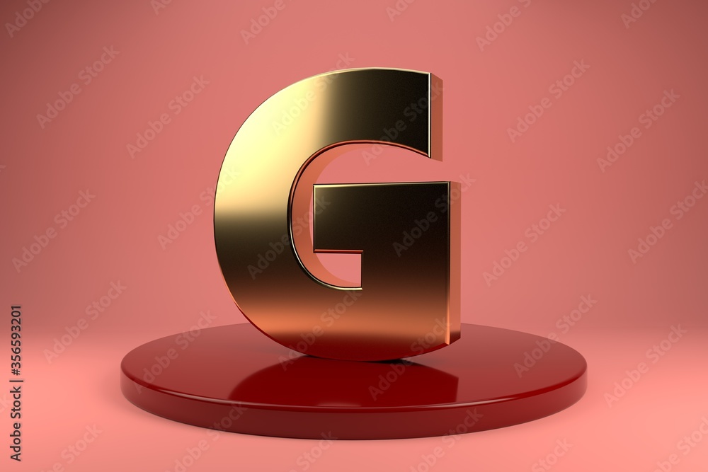 Golden Letter G uppercase wallpaper. 3d rendering. 3d illustrator. Golden Letter G uppercase wallpaper. 3d rendering. 3d illustrator.