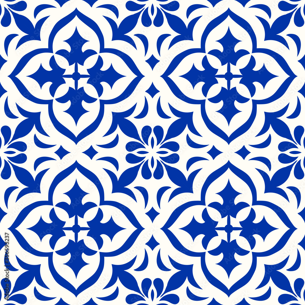 Blue and white Spanish-style tiles