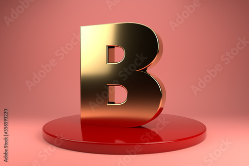 Golden Letter B uppercase wallpaper. 3d rendering. 3d illustrator.