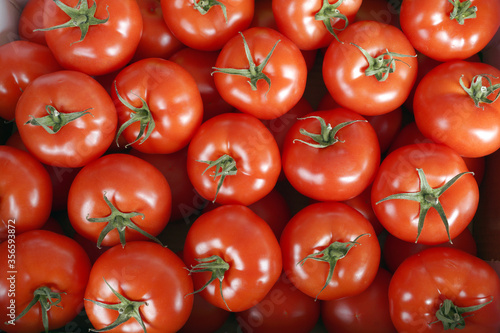 Organic red tomatoes as background 