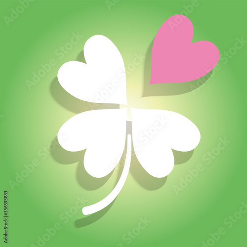 一枚離れていく四つ葉のクローバーのイラスト｜失恋失敗破綻のイメージ｜St. Patrick's Day