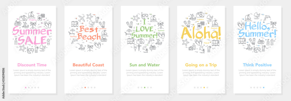 Vertical vector summer five banners - summer sale and best beach