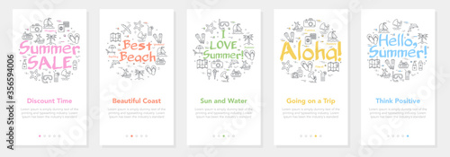 Vertical vector summer five banners - summer sale and best beach