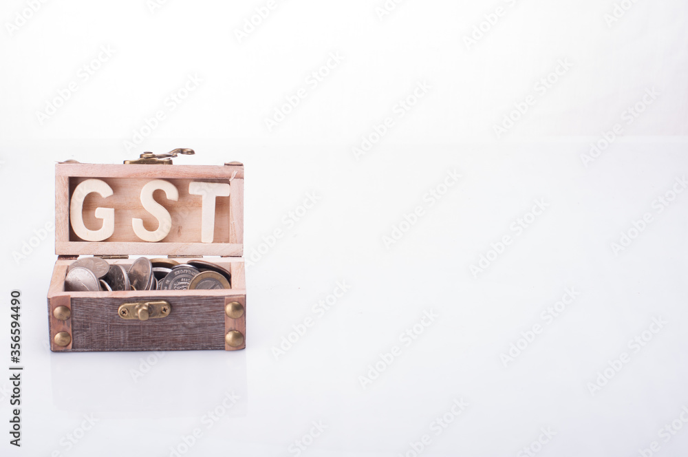A chest with GST words isolated over white A chest with GST words isolated over white