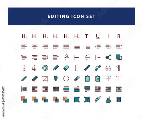 set of Editing Design icon with flat style design vector photo