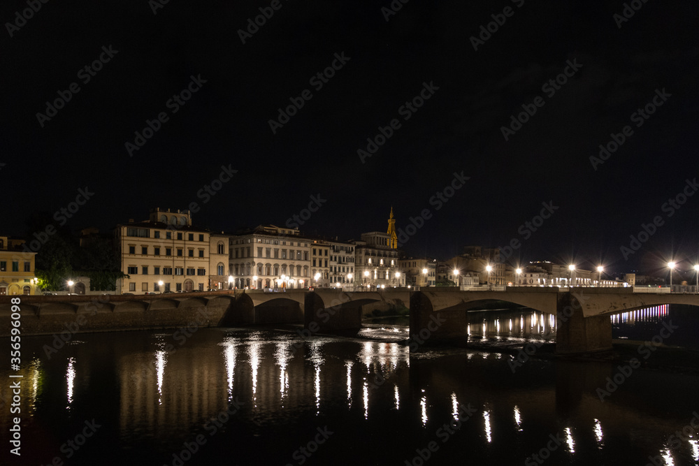streets and houses of florence at night
