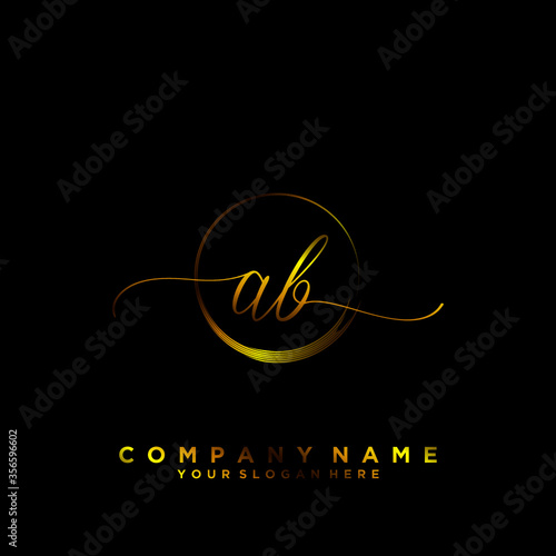 AB Initial handwriting logo vector