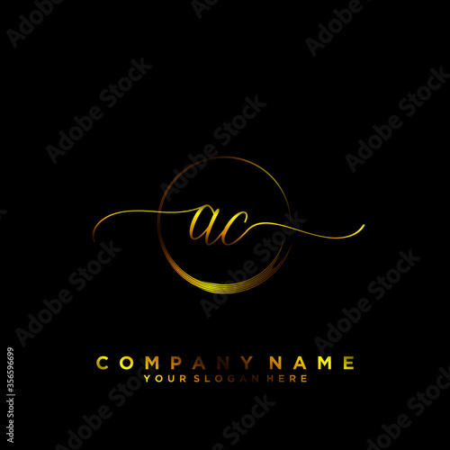 AC Initial handwriting logo vector