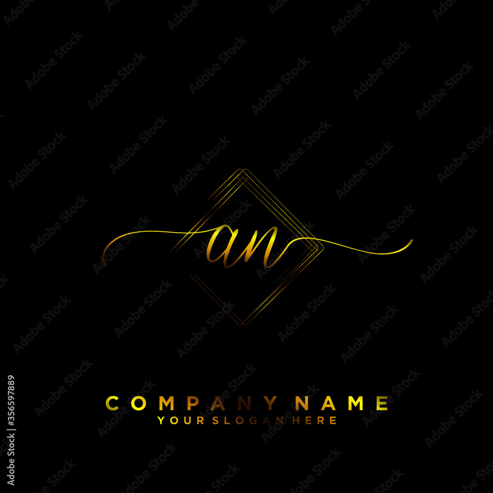 AN Initial handwriting logo vector AN Initial handwriting logo vector