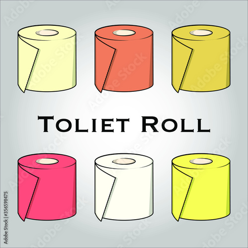 Toliet Paper (toliet paper roll) flat icon vector. Isolated objects. Vector illustration. Simple vector for Graphic design. Hygienic Concept. 