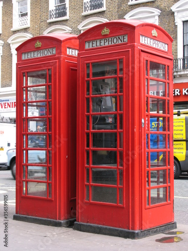 London  UK  typical phone booths 