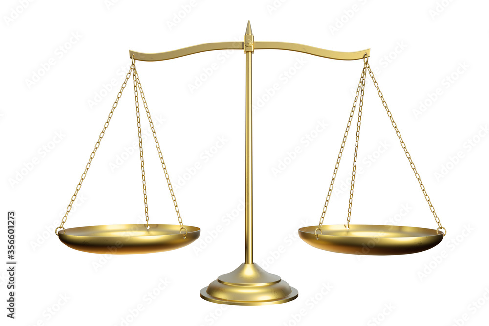 Gold balance scale isolated on white background Gold balance scale isolated on white background