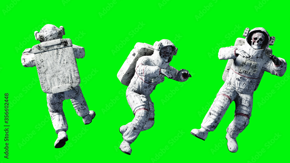 Dead zombie astronaut in space. Cadaver., Stock Video