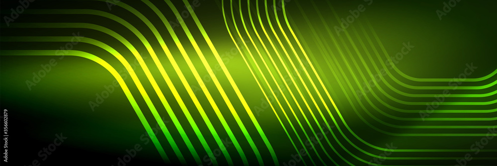 Shiny neon lines, stripes and waves, technology abstract background. Trendy abstract layout template for business or technology presentation, internet poster or web brochure cover, wallpaper Shiny neon lines, stripes and waves, technology abstract background. Trendy abstract layout template for business or technology presentation, internet poster or web brochure cover, wallpaper