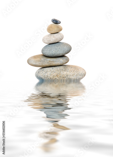 Smooth Pebble Stone Cairn On White