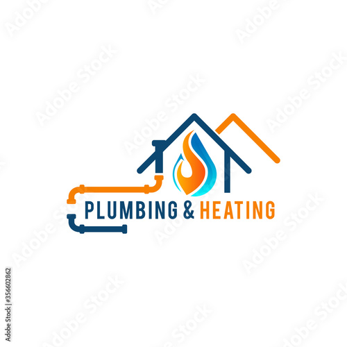 Plumbing logo designs vector pipe instaltation and water symbol