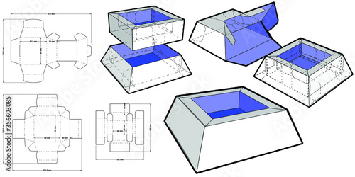 Pyramidal Box and Die-cut Pattern. The .eps file is full scale and fully functional. Prepared for real cardboard production.