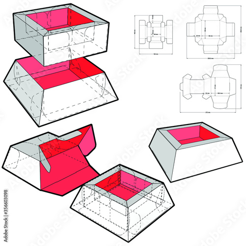 Pyramidal Box and Die-cut Pattern. The .eps file is full scale and fully functional. Prepared for real cardboard production.