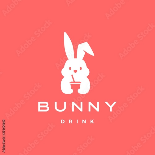 bunny drink logo vector icon illustration
