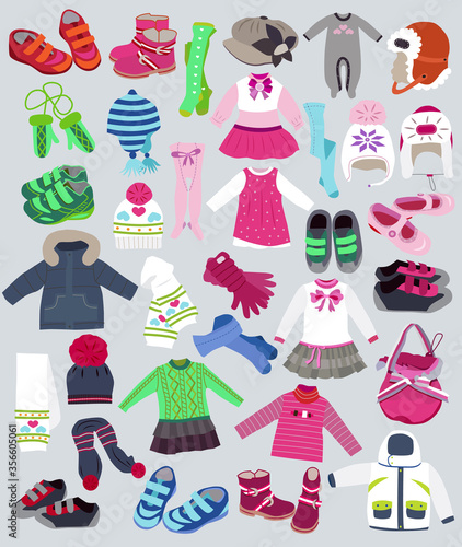 set of fashion children's clothes isolated on white background .(vector illustration) © Alexandra_K