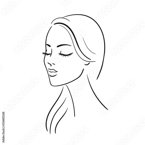 Young woman face. Beautiful girl face isolated on a white background.Stock Vector illustration. Glamour fashion beauty woman face illustration.