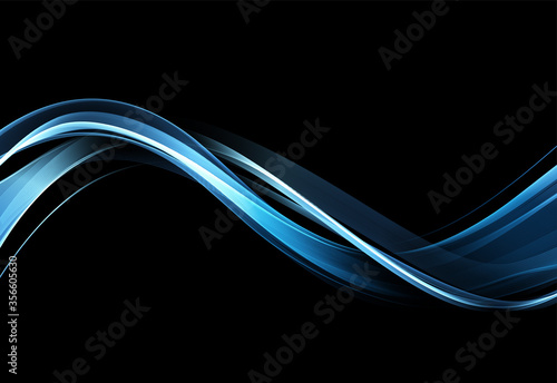 Abstract shiny color blue wave design element