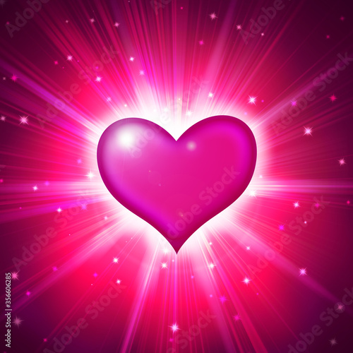 red heart with rays on a black