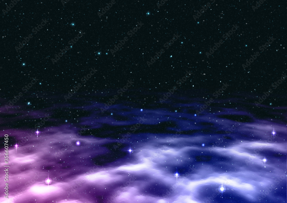 星空と紫色のグラデーションの星雲 ピンク バイオレット 宇宙のイメージの背景素材 Foto De Stock Adobe Stock