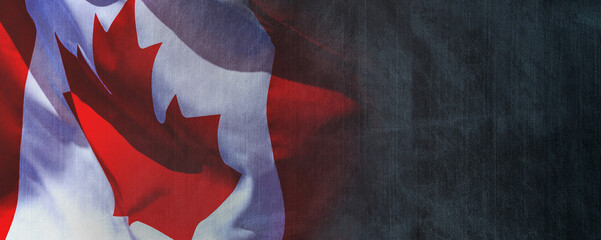 Canadian National Holiday. 1 July. Happy Canada Day greeting card. Celebration background with Canadian flag.