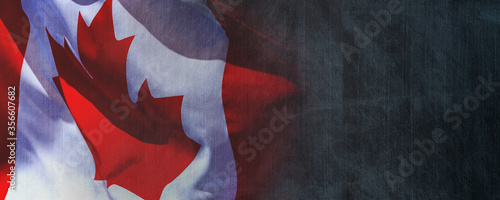 Canadian National Holiday. 1 July. Happy Canada Day greeting card. Celebration background with Canadian flag.