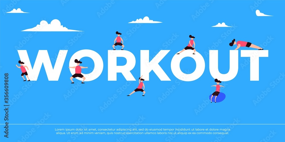 Workout Session Character. Flat Illustration. Yoga and fitness Workout Session Character. Flat Illustration. Yoga and fitness