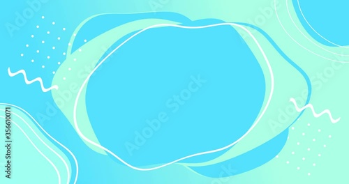 4k animated set of abstract modern flowing forms. Blue halftone colored flowing liquid shape with white line. Memphis pop art style. Element of graphic motion design. Seamless looping blank template photo