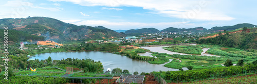 Landscape a suburb corner near Dalat  Vietnam. It cultivates flowers and vegetables to provide food for the highlands