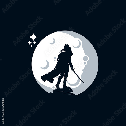 A man with a sword logo design template