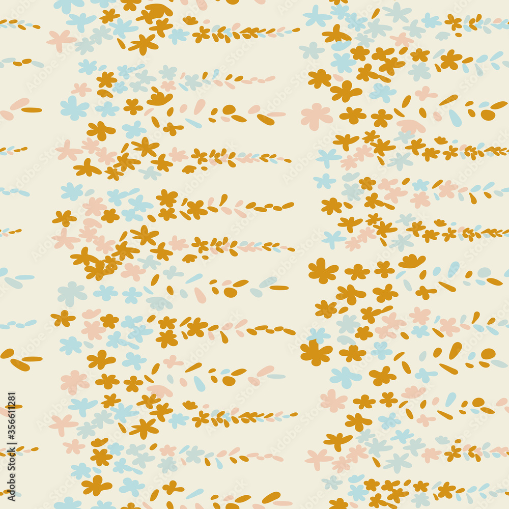 Floral vector seamless pattern. Simple stylized flowers and leaves background made with clipping mask for easy editing. Floral vector seamless pattern. Simple stylized flowers and leaves background made with clipping mask for easy editing.