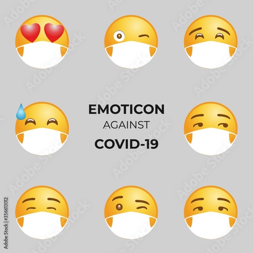 Social media emoticon using masker when virus disease or Covid-19. This vector tribute for fronline of Covid-19, A doctor and a nurse. Vector illustration part 2