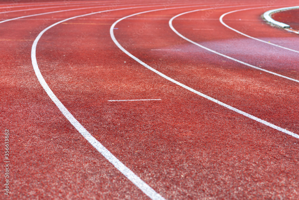 Stadium red runway.Close up.Outdoor image.