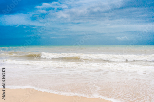 Artistic beautiful surreal colors blurred beach abstract background with water wave.