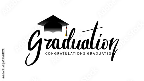 Congratulations , Graduation Handwritten  brush lettering ,Isolated on white background ,Vector illustration EPS 10