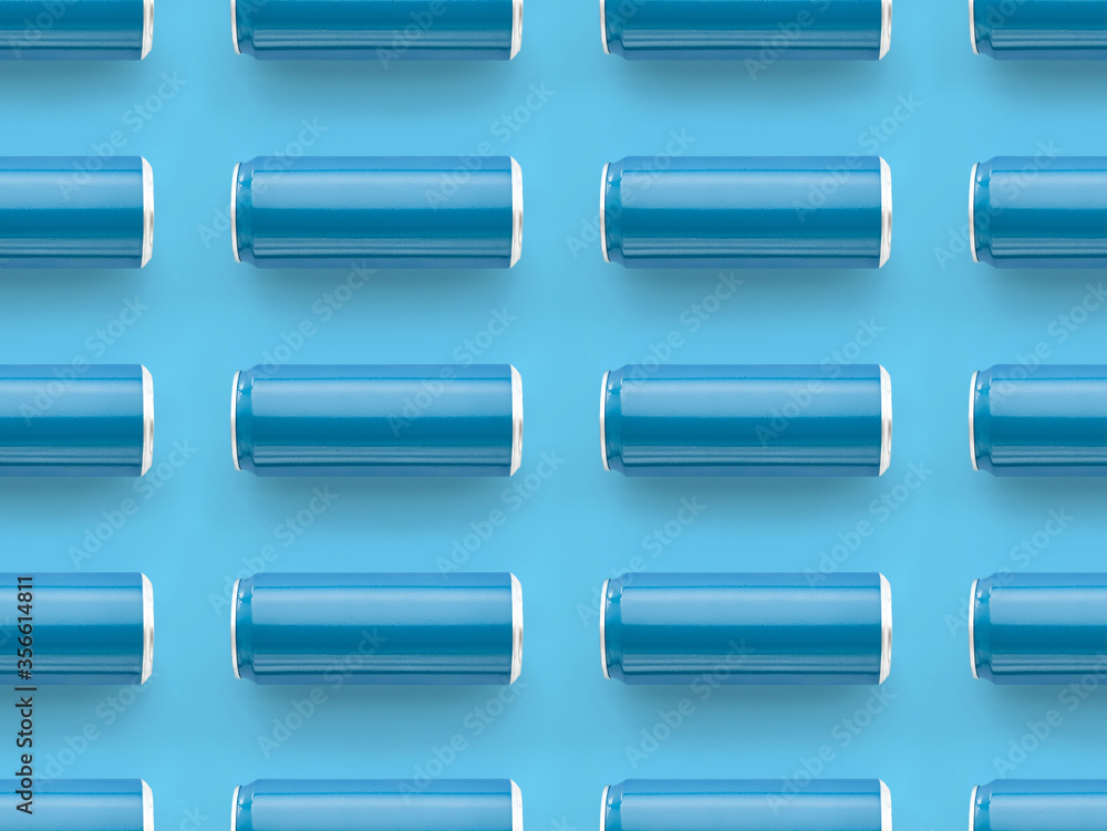 Seamless pattern aluminum blue can mockup on blue background. Seamless pattern aluminum blue can mockup on blue background.
