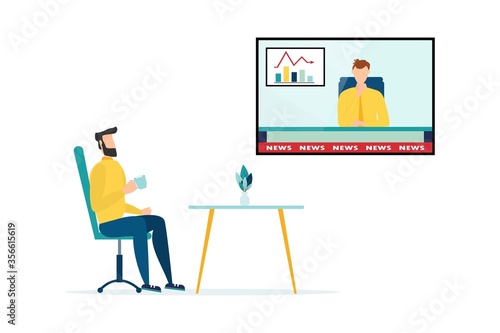 People watching the news, on a white background, vector illustration