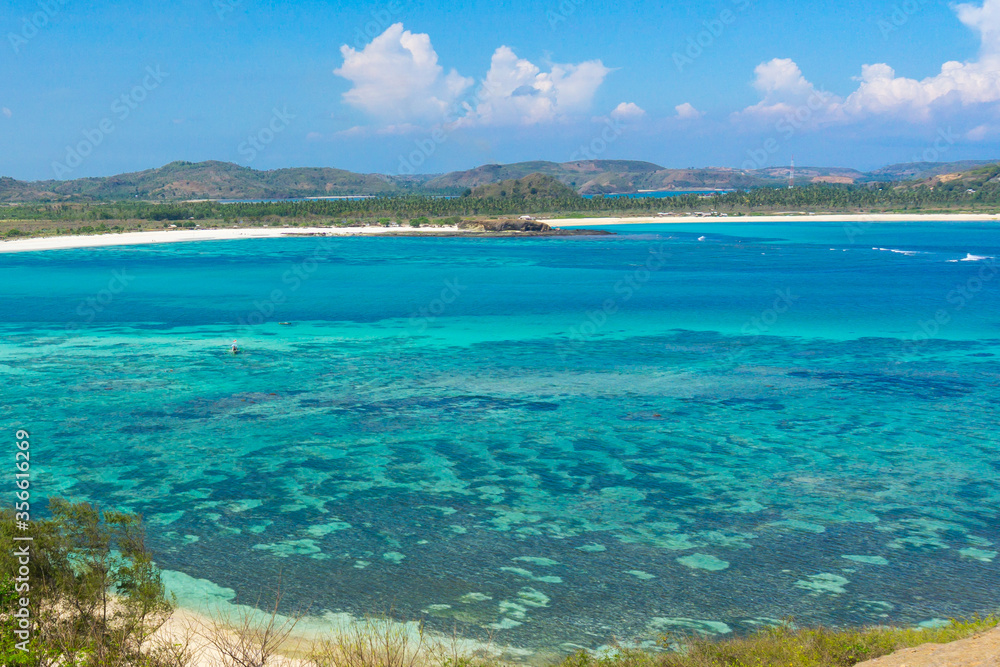 the beautiful coastal scenery in the Kuta, Lombok island